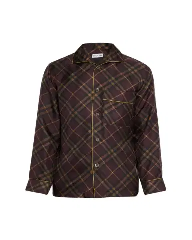 Burberry Men's Check Silk Long-Sleeve Pajama Shirt | Thumbnail 1 Burberry Men's Check Silk Long-Sleeve Pajama Shirt | Thumbnail 1