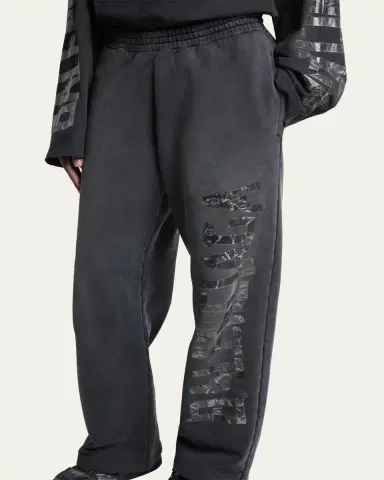 Balenciaga Men's Faded Terry Logo Tape Relaxed-Fit Sweatpants | Thumbnail 5 Balenciaga Men's Faded Terry Logo Tape Relaxed-Fit Sweatpants | Thumbnail 5