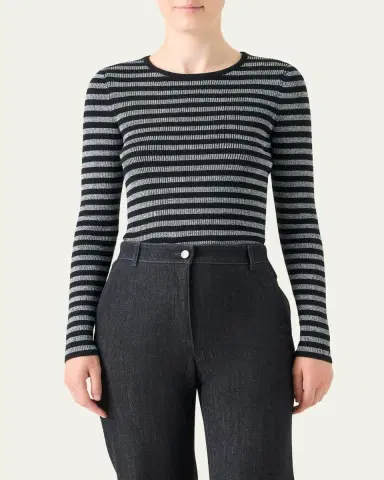 Akris punto Metallic Striped Rib Knit Sweater | Thumbnail 4 Akris punto Metallic Striped Rib Knit Sweater | Thumbnail 4