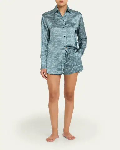 Kiki De Montparnasse Moi Et Toi Silk Button-Front Nightshirt | Thumbnail 2 Kiki De Montparnasse Moi Et Toi Silk Button-Front Nightshirt | Thumbnail 2