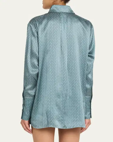 Kiki De Montparnasse Moi Et Toi Silk Button-Front Nightshirt | Thumbnail 3 Kiki De Montparnasse Moi Et Toi Silk Button-Front Nightshirt | Thumbnail 3