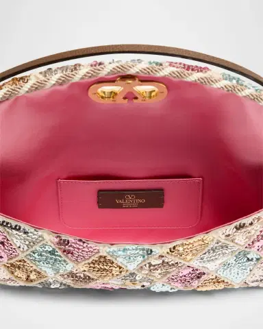 Valentino Garavani Vain Small Diamond Sequin-Embroidered Shoulder Bag | Thumbnail 3 Valentino Garavani Vain Small Diamond Sequin-Embroidered Shoulder Bag | Thumbnail 3