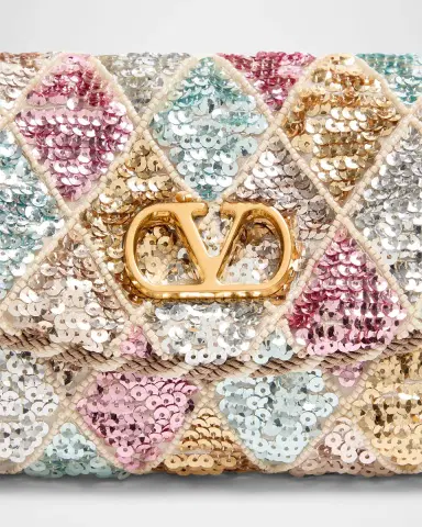 Valentino Garavani Vain Small Diamond Sequin-Embroidered Shoulder Bag | Thumbnail 4 Valentino Garavani Vain Small Diamond Sequin-Embroidered Shoulder Bag | Thumbnail 4