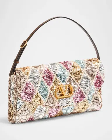 Valentino Garavani Vain Small Diamond Sequin-Embroidered Shoulder Bag | Thumbnail 6 Valentino Garavani Vain Small Diamond Sequin-Embroidered Shoulder Bag | Thumbnail 6