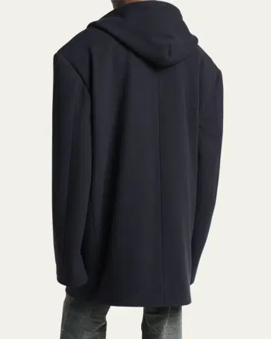 Balenciaga Men's Wool Oversized Hooded Short Coat | Thumbnail 3 Balenciaga Men's Wool Oversized Hooded Short Coat | Thumbnail 3