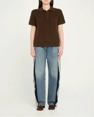 MM6 MAISON MARGIELA Short-Sleeve Cable-Knit Polo Shirt | Thumbnail 2 MM6 MAISON MARGIELA Short-Sleeve Cable-Knit Polo Shirt | Thumbnail 2