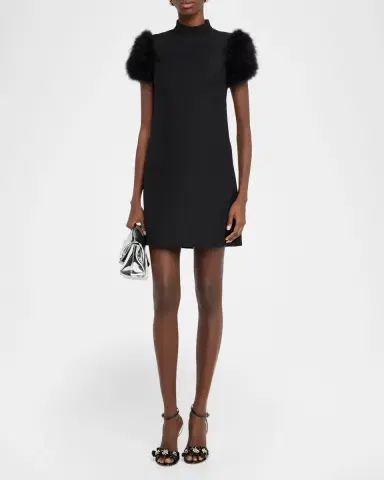 Valentino Garavani Feather-Sleeve Mock-Neck Mini Dress | Thumbnail 11 Valentino Garavani Feather-Sleeve Mock-Neck Mini Dress | Thumbnail 11