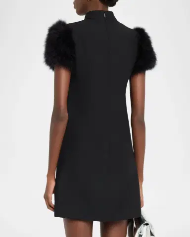 Valentino Garavani Feather-Sleeve Mock-Neck Mini Dress | Thumbnail 12 Valentino Garavani Feather-Sleeve Mock-Neck Mini Dress | Thumbnail 12