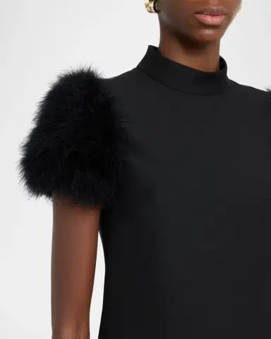 Valentino Garavani Feather-Sleeve Mock-Neck Mini Dress | Thumbnail 14 Valentino Garavani Feather-Sleeve Mock-Neck Mini Dress | Thumbnail 14