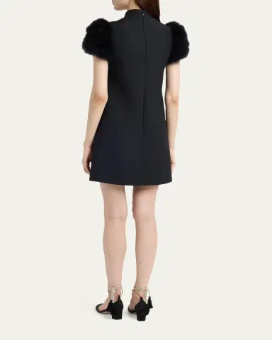 Valentino Garavani Feather-Sleeve Mock-Neck Mini Dress | Thumbnail 3 Valentino Garavani Feather-Sleeve Mock-Neck Mini Dress | Thumbnail 3
