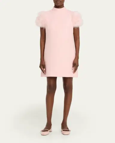 Valentino Garavani Feather-Sleeve Mock-Neck Mini Dress | Thumbnail 6 Valentino Garavani Feather-Sleeve Mock-Neck Mini Dress | Thumbnail 6