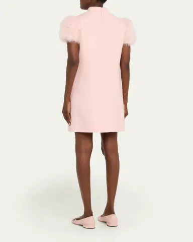 Valentino Garavani Feather-Sleeve Mock-Neck Mini Dress | Thumbnail 7 Valentino Garavani Feather-Sleeve Mock-Neck Mini Dress | Thumbnail 7