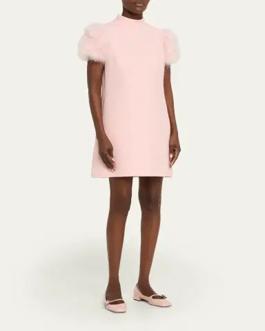 Valentino Garavani Feather-Sleeve Mock-Neck Mini Dress | Thumbnail 8 Valentino Garavani Feather-Sleeve Mock-Neck Mini Dress | Thumbnail 8