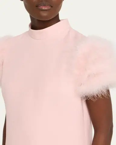 Valentino Garavani Feather-Sleeve Mock-Neck Mini Dress | Thumbnail 9 Valentino Garavani Feather-Sleeve Mock-Neck Mini Dress | Thumbnail 9