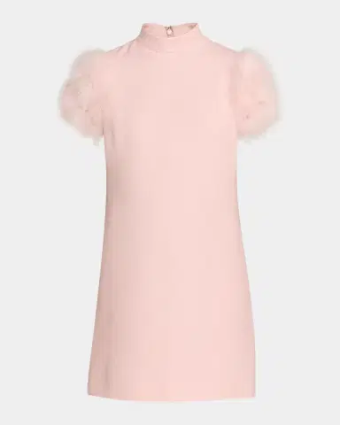 Valentino Garavani Feather-Sleeve Mock-Neck Mini Dress | Thumbnail 10 Valentino Garavani Feather-Sleeve Mock-Neck Mini Dress | Thumbnail 10