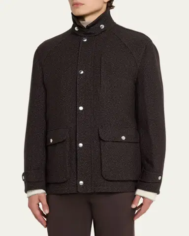 Brunello Cucinelli Men's Cashmere-Blend Full-Zip Jacket | Thumbnail 4 Brunello Cucinelli Men's Cashmere-Blend Full-Zip Jacket | Thumbnail 4