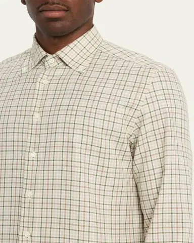 Bergdorf Goodman Men's Cotton Check Classic Fit Button-Down Shirt | Thumbnail 5 Bergdorf Goodman Men's Cotton Check Classic Fit Button-Down Shirt | Thumbnail 5