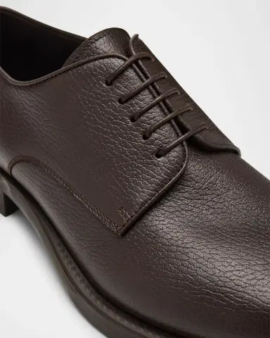 Giorgio Armani Mens Grained Calf Leather Rubber-Sole Derby Shoes | Thumbnail 2 Giorgio Armani Mens Grained Calf Leather Rubber-Sole Derby Shoes | Thumbnail 2