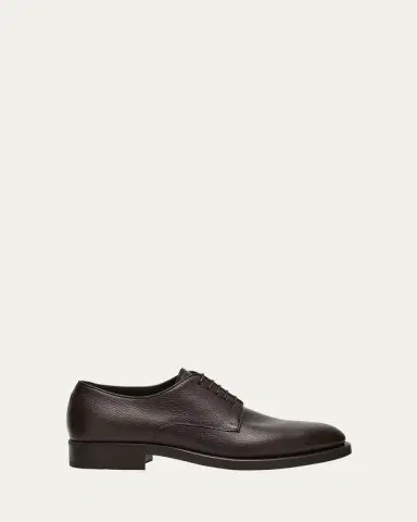 Giorgio Armani Mens Grained Calf Leather Rubber-Sole Derby Shoes | Thumbnail 4 Giorgio Armani Mens Grained Calf Leather Rubber-Sole Derby Shoes | Thumbnail 4
