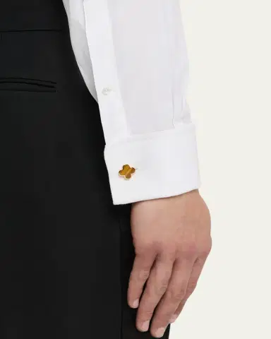 Jan Leslie Men's 18K Gold Vermeil Four Leaf Clover Tiger's Eye Cufflinks | Thumbnail 2 Jan Leslie Men's 18K Gold Vermeil Four Leaf Clover Tiger's Eye Cufflinks | Thumbnail 2