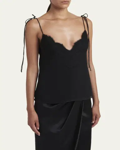 Valentino Garavani Lace-Trim Silk Cami Top | Thumbnail 4 Valentino Garavani Lace-Trim Silk Cami Top | Thumbnail 4