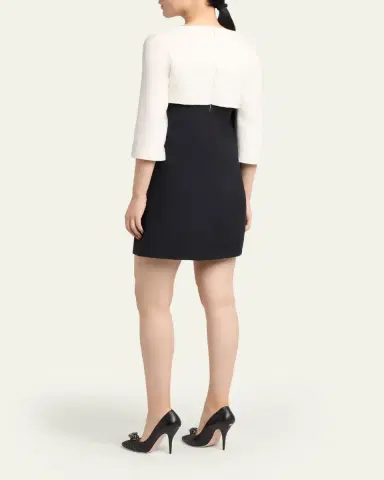 Valentino Garavani Colorblock Bow Long-Sleeve Mini Dress | Thumbnail 3 Valentino Garavani Colorblock Bow Long-Sleeve Mini Dress | Thumbnail 3