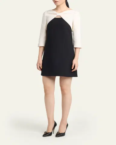 Valentino Garavani Colorblock Bow Long-Sleeve Mini Dress | Thumbnail 4 Valentino Garavani Colorblock Bow Long-Sleeve Mini Dress | Thumbnail 4