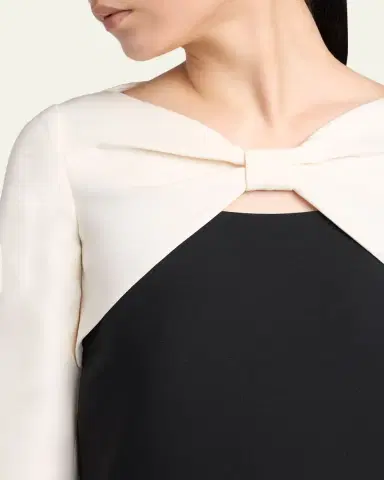 Valentino Garavani Colorblock Bow Long-Sleeve Mini Dress | Thumbnail 5 Valentino Garavani Colorblock Bow Long-Sleeve Mini Dress | Thumbnail 5
