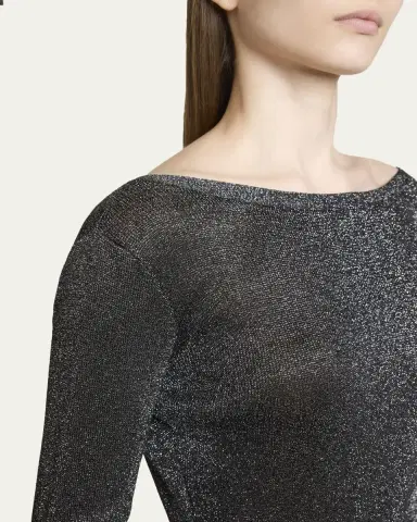Balenciaga Metallic Knit Long-Sleeve Backless Mini Dress | Thumbnail 5 Balenciaga Metallic Knit Long-Sleeve Backless Mini Dress | Thumbnail 5