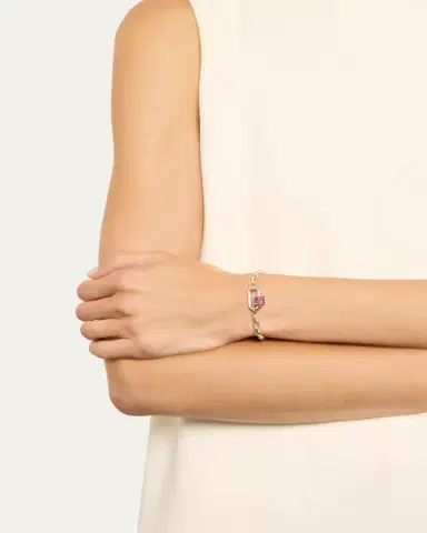 Marla Aaron Stoned Chubby Babylock in 14K White Gold with Rubies | Thumbnail 2 Marla Aaron Stoned Chubby Babylock in 14K White Gold with Rubies | Thumbnail 2