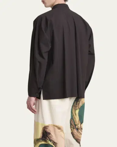 Homme Plissé Issey Miyake Men's Streamline Cotton Button-Down Shirt | Thumbnail 3 Homme Plissé Issey Miyake Men's Streamline Cotton Button-Down Shirt | Thumbnail 3
