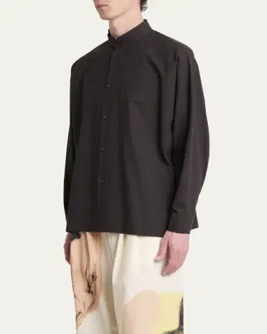 Homme Plissé Issey Miyake Men's Streamline Cotton Button-Down Shirt | Thumbnail 4 Homme Plissé Issey Miyake Men's Streamline Cotton Button-Down Shirt | Thumbnail 4
