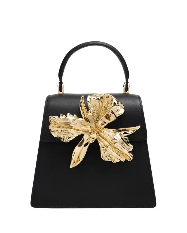 Emilia Flower-Embellished Leather Top-Handle Bag Emilia Flower-Embellished Leather Top-Handle Bag