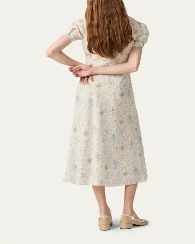 Miu Miu Floral Neck-Tie Short-Sleeve Midi Dress | Thumbnail 2 Miu Miu Floral Neck-Tie Short-Sleeve Midi Dress | Thumbnail 2