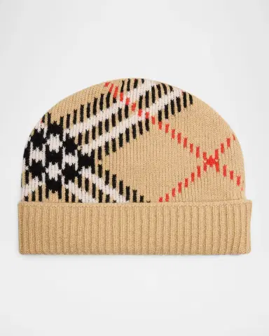 Burberry Check Cashmere-Blend Knit Beanie | Thumbnail 2 Burberry Check Cashmere-Blend Knit Beanie | Thumbnail 2