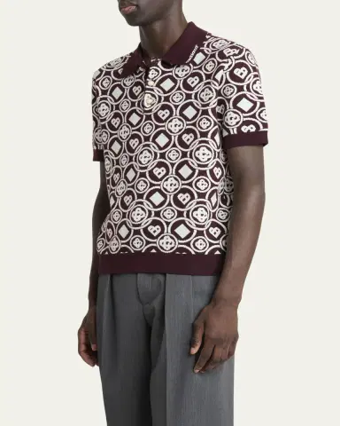 CASABLANCA Men's Cotton Monogram Knit Polo Shirt | Thumbnail 4 CASABLANCA Men's Cotton Monogram Knit Polo Shirt | Thumbnail 4