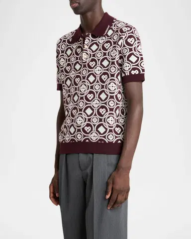 CASABLANCA Men's Cotton Monogram Knit Polo Shirt | Thumbnail 7 CASABLANCA Men's Cotton Monogram Knit Polo Shirt | Thumbnail 7