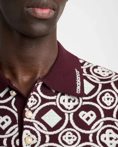CASABLANCA Men's Cotton Monogram Knit Polo Shirt | Thumbnail 9 CASABLANCA Men's Cotton Monogram Knit Polo Shirt | Thumbnail 9
