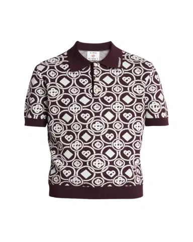 CASABLANCA Men's Cotton Monogram Knit Polo Shirt | Thumbnail 1 CASABLANCA Men's Cotton Monogram Knit Polo Shirt | Thumbnail 1