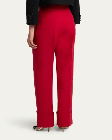 Valentino Garavani Wool-Silk Straight-Leg Cuffed Pants | Thumbnail 3 Valentino Garavani Wool-Silk Straight-Leg Cuffed Pants | Thumbnail 3