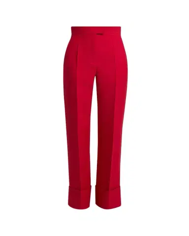 Valentino Garavani Wool-Silk Straight-Leg Cuffed Pants | Thumbnail 1 Valentino Garavani Wool-Silk Straight-Leg Cuffed Pants | Thumbnail 1