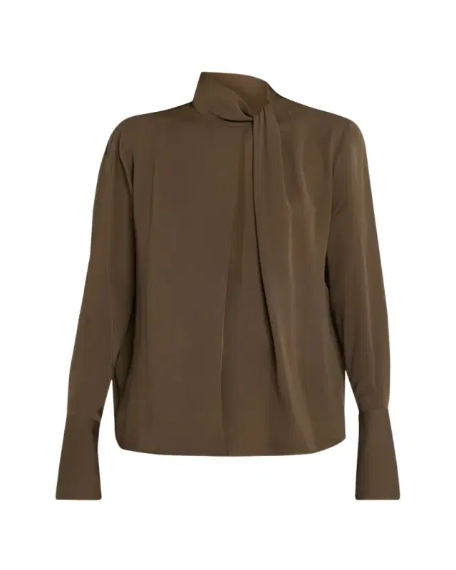 Twisted-Neck Silk Long-Sleeve Shirt Twisted-Neck Silk Long-Sleeve Shirt