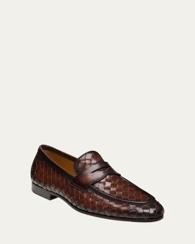 Magnanni Men's Hyde Woven Leather Penny Loafers | Thumbnail 3 Magnanni Men's Hyde Woven Leather Penny Loafers | Thumbnail 3