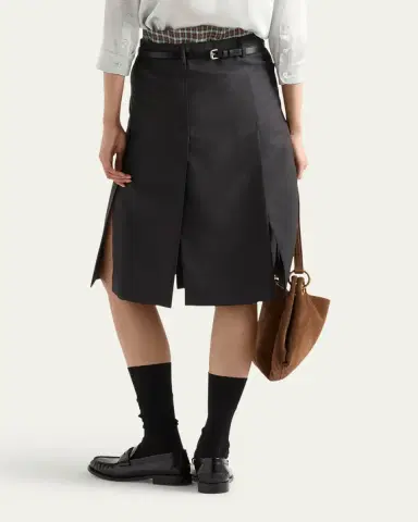 Prada Grisaglia Check Pleated Slit Skirt | Thumbnail 3 Prada Grisaglia Check Pleated Slit Skirt | Thumbnail 3