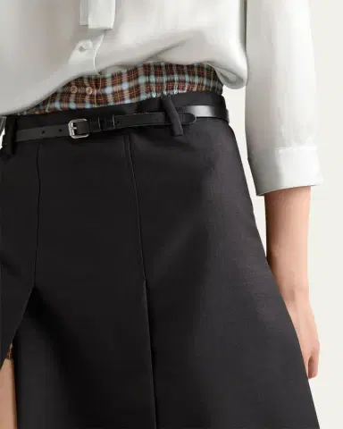 Prada Grisaglia Check Pleated Slit Skirt | Thumbnail 4 Prada Grisaglia Check Pleated Slit Skirt | Thumbnail 4