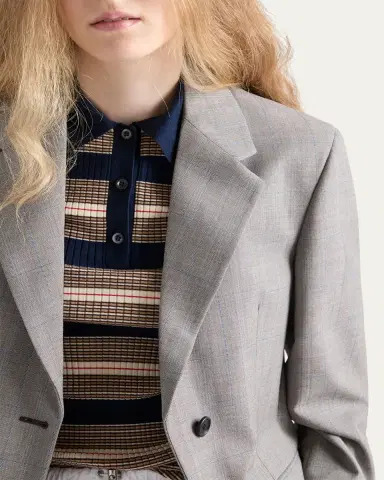 Prada Grisaglia Check Single-Breasted Blazer Jacket | Thumbnail 5 Prada Grisaglia Check Single-Breasted Blazer Jacket | Thumbnail 5