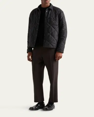 Prada Men's Quilted Cashmere Snap-Front Overshirt | Thumbnail 2 Prada Men's Quilted Cashmere Snap-Front Overshirt | Thumbnail 2