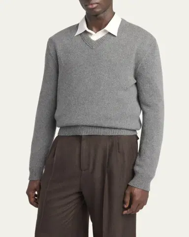 The Row Men's Horik Cashmere V-Neck Sweater | Thumbnail 4 The Row Men's Horik Cashmere V-Neck Sweater | Thumbnail 4
