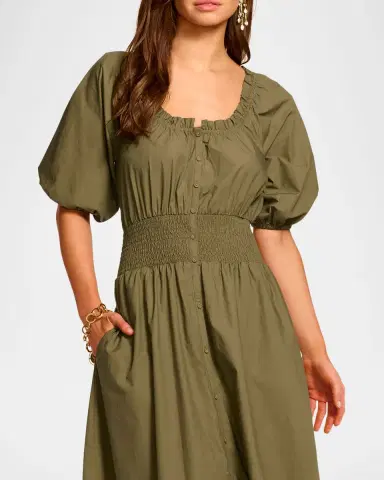 Ramy Brook Laura Puff-Sleeve Midi Shirtdress | Thumbnail 3 Ramy Brook Laura Puff-Sleeve Midi Shirtdress | Thumbnail 3