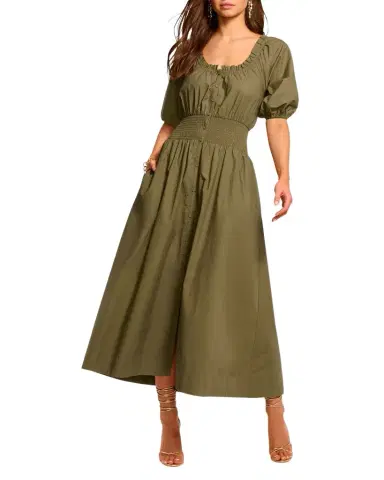 Ramy Brook Laura Puff-Sleeve Midi Shirtdress | Thumbnail 1 Ramy Brook Laura Puff-Sleeve Midi Shirtdress | Thumbnail 1